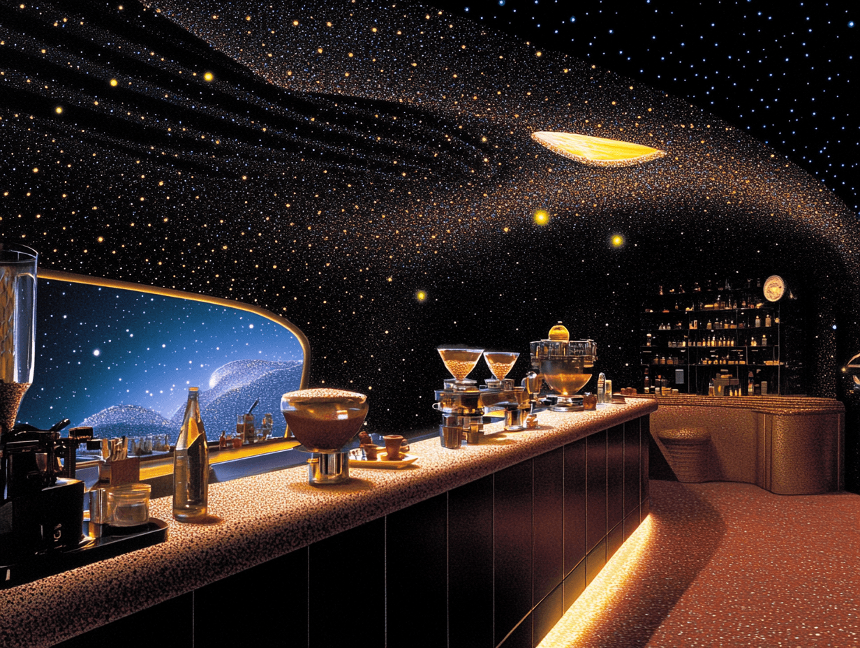 Futuristic coffee shop background